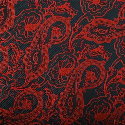 Elegancki żakardowy materiał garniturowy we wzór paisley – F142 Czarna, satynowa marynarka z klapami