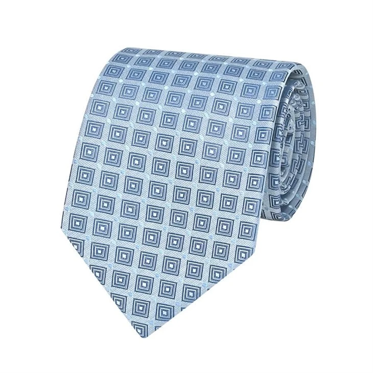 YiLi Custom Blue Grid Typography Geometric Men's Necktie